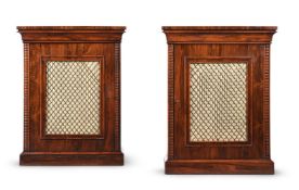 Y A PAIR OF WILLIAM IV ROSEWOOD SIDE CABINETS, CIRCA 1835