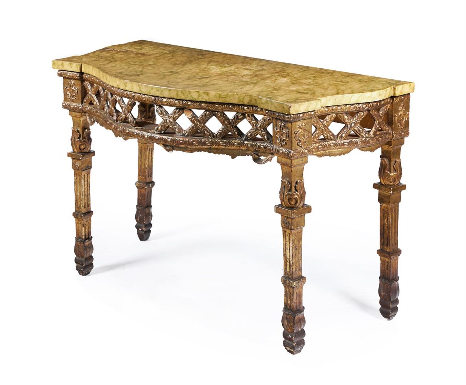 A CARVED GILTWOOD CONSOLE TABLE IN LOUIS XVI STYLE - Image 2 of 4