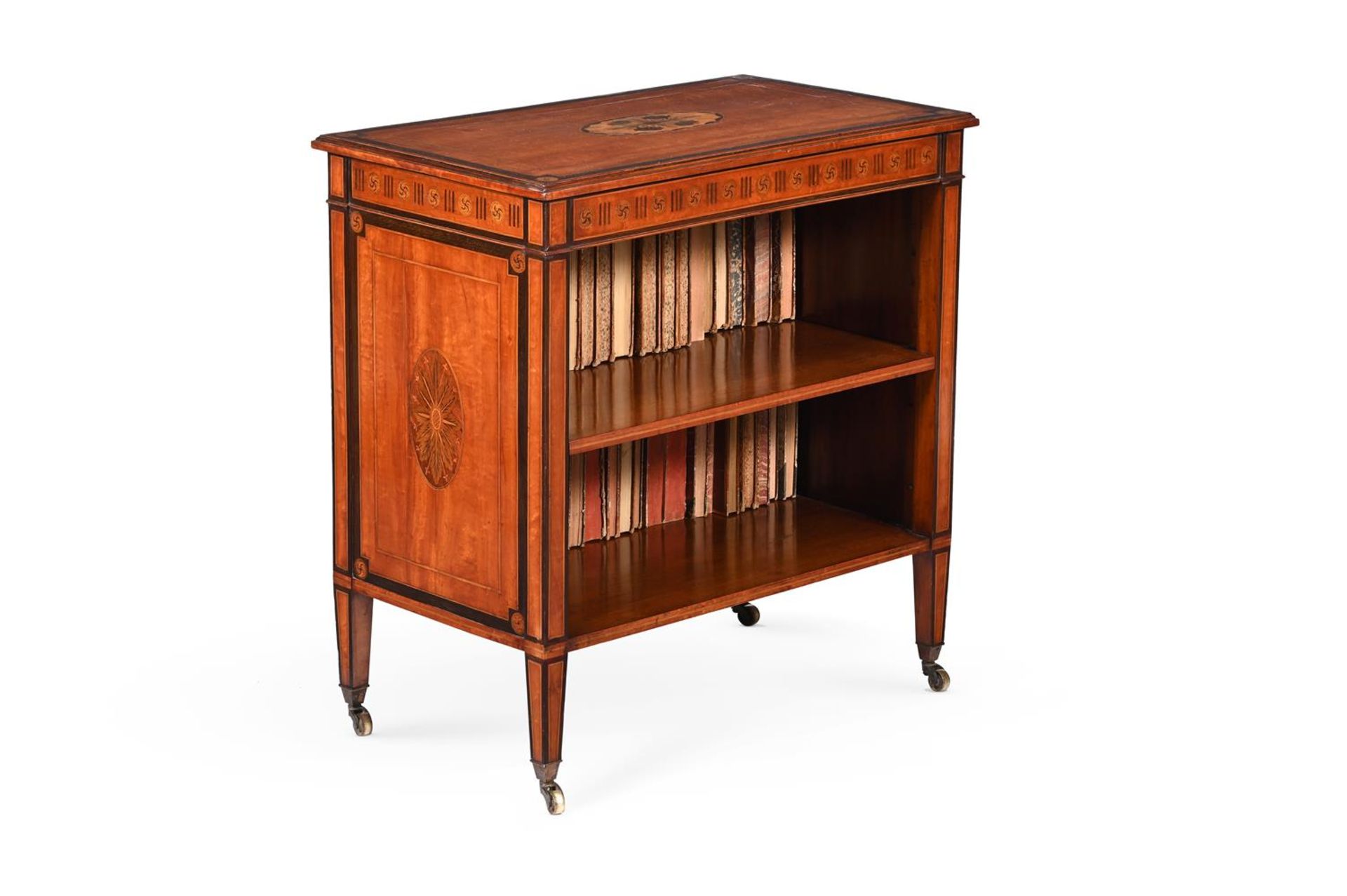 Y A VICTORIAN SATINWOOD AND MARQUETRY OPEN BOOKCASE, SECOND HALF 19TH CENTURY - Bild 4 aus 4