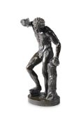 AFTER DUCHEMIN- A 'GRAND TOUR' BRONZE OF THE DANCING FAUN WITH CYMBALS, MID/LATE 19TH CENTURY