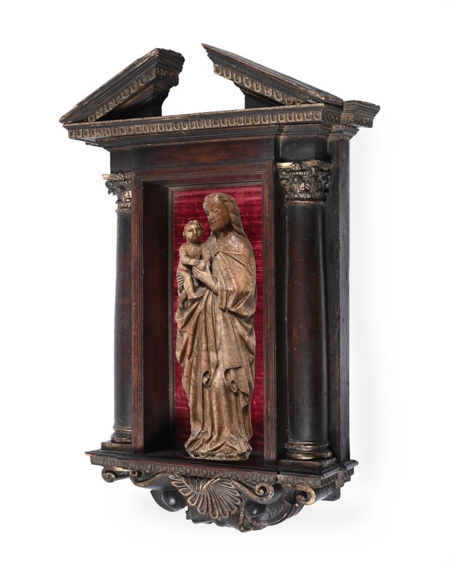 A GOTHIC CARVED ALABASTER FIGURE OF THE VIRGIN AND CHILD, 14TH CENTURY - Image 8 of 9