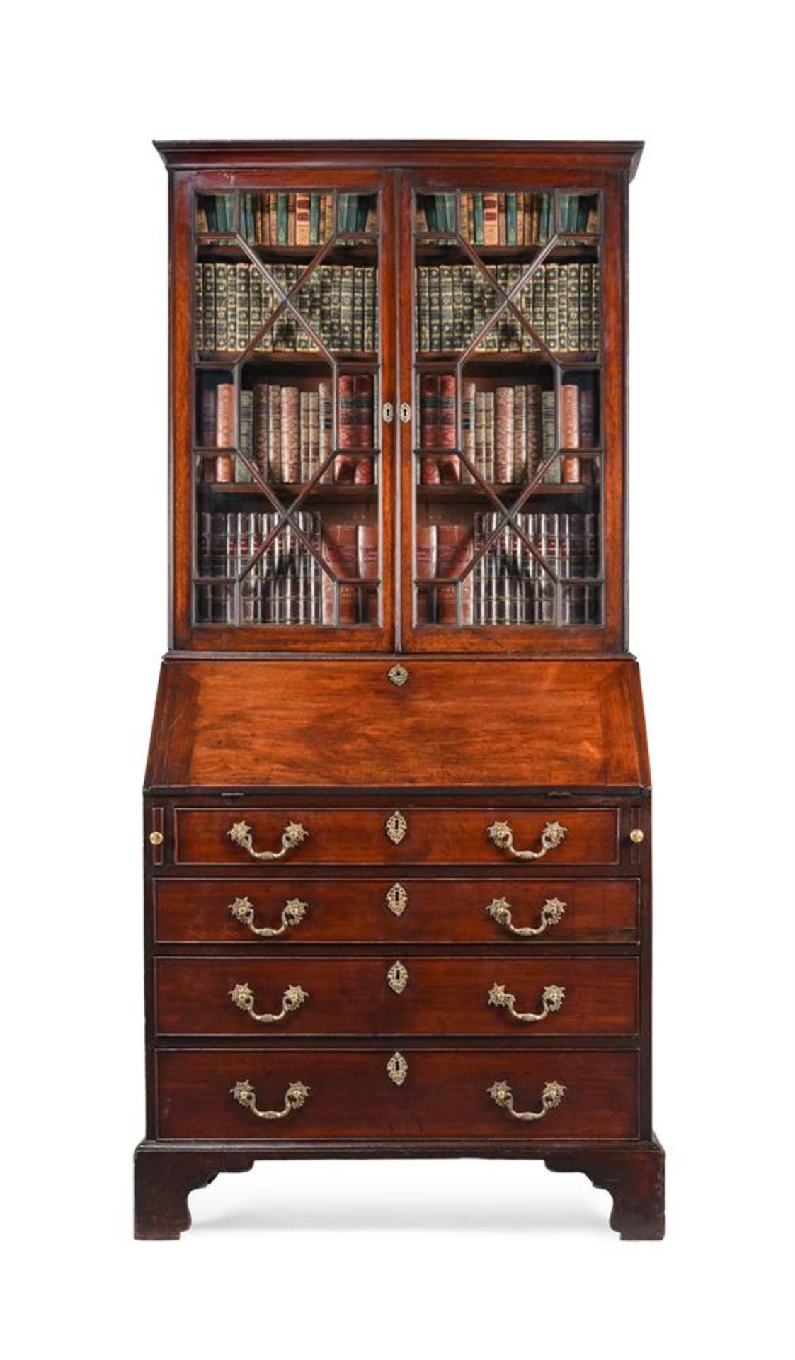 A GEORGE II MAHOGANY BUREAU BOOKCASE, BY JOHN FRANKLIN, CIRCA 1750