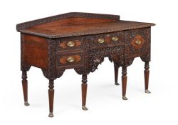 AN ANGLO INDIAN CARVED HARDWOOD SIDEBOARD OR SERVING TABLE, FIRST HALF 19TH CENTURY