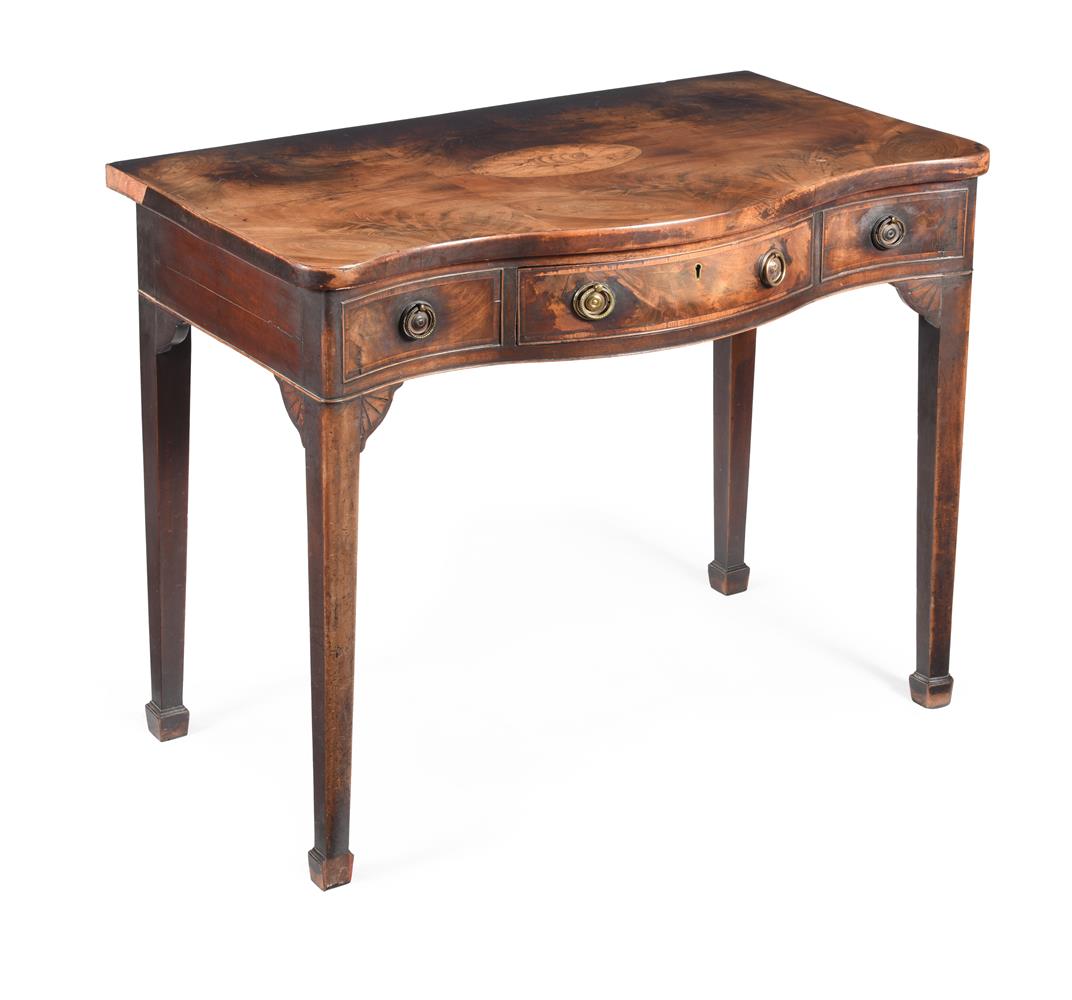 A GEORGE III MAHOGANY AND MARQUETRY SIDE OR SERVING TABLE, CIRCA 1780