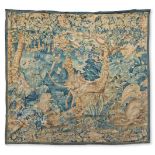 A FLEMISH TAPESTRY FRAGMENT WOVEN WITH A UNICORN SECOND HALF 17TH CENTURY