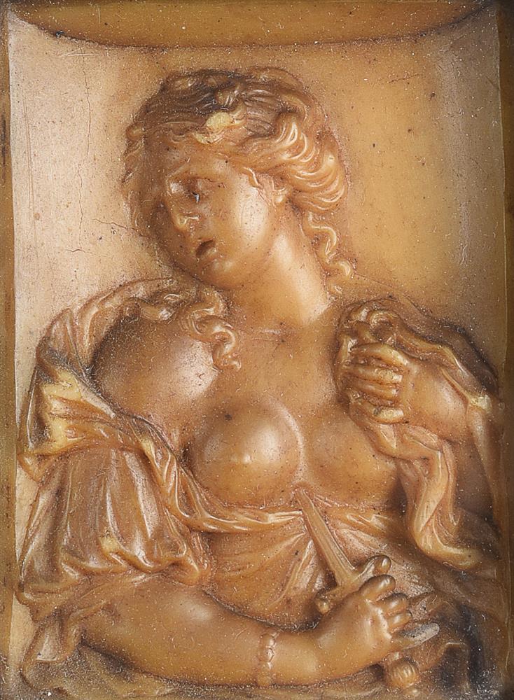 A PAIR OF WAX RELIEF PANELS DEPICTING THE DEATH OF CLEOPATRA, LATE 18TH CENTURY - Image 3 of 4