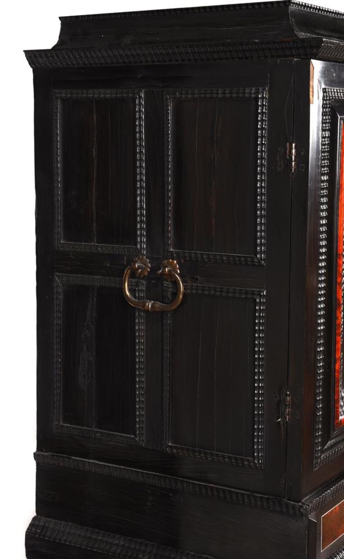 Y A FLEMISH EBONY, TORTOISESHELL AND POLYCHROME PAINTED CABINET ON STAND - Image 6 of 26