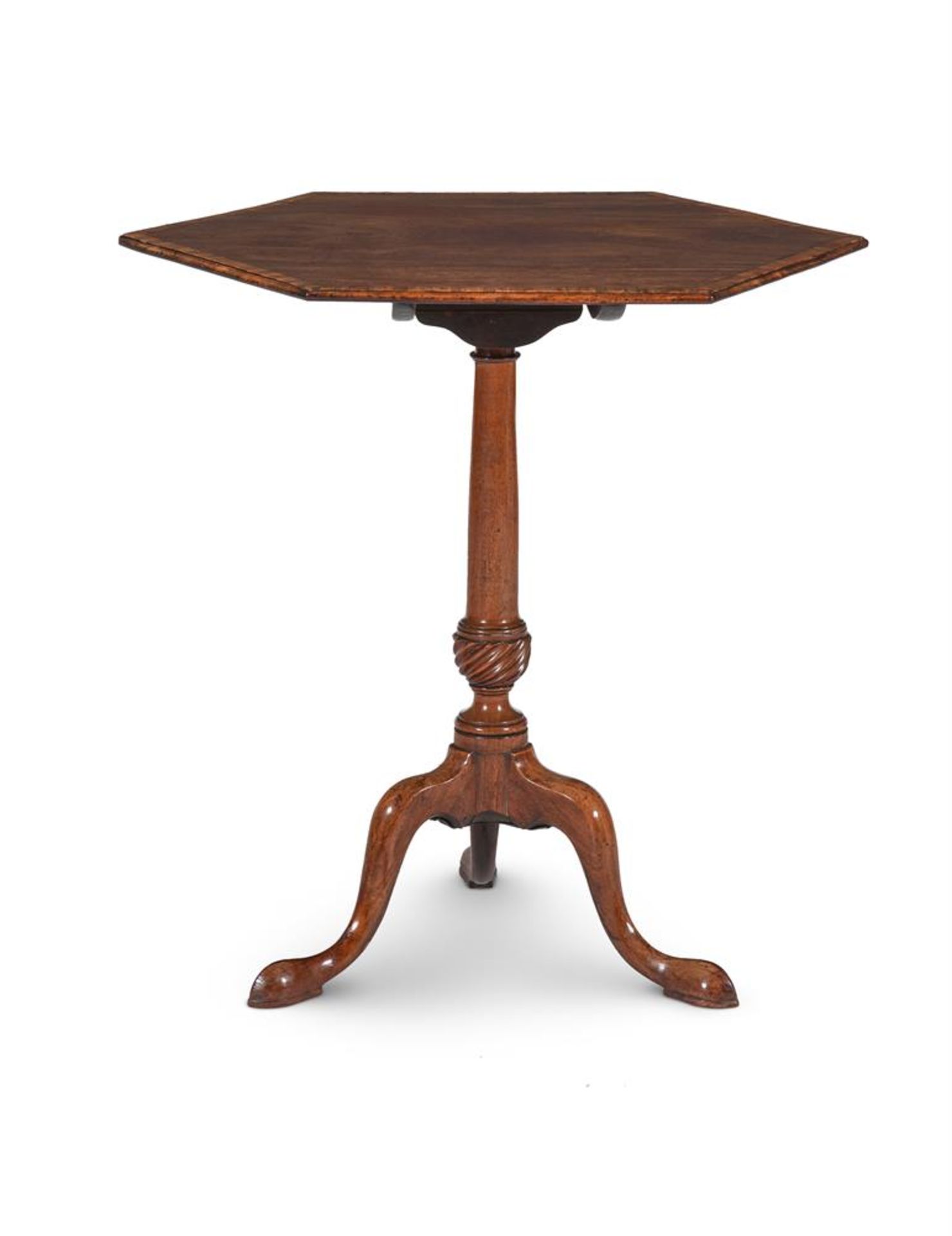 A GEORGE III GUADELOUPE MAHOGANY HEXAGONAL TRIPOD TABLE, POSSIBLY BY THOMAS CHIPPENDALE, CIRCA 1765 - Image 2 of 4