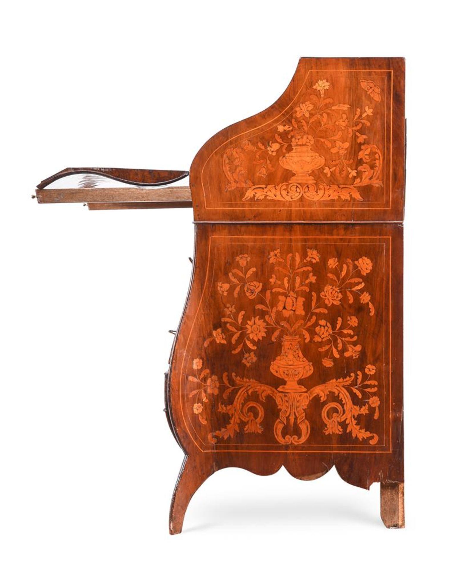 A DUTCH WALNUT AND FLORAL MARQUETRY BUREAU, LATE 18TH CENTURY - Image 4 of 6