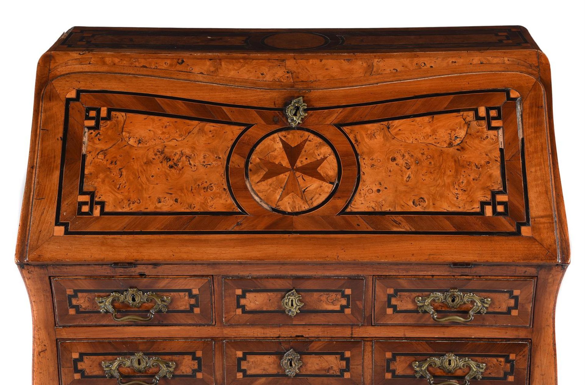 A MALTESE WALNUT, BURR WALNUT, FRUITWOOD AND EBONISED BUREAU, SECOND HALF 18TH CENTURY - Image 7 of 8