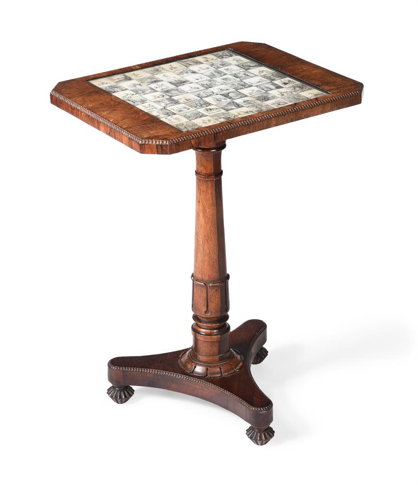Y A WILLIAM IV ROSEWOOD GAMES AND OCCASIONAL TABLE, CIRCA 1830