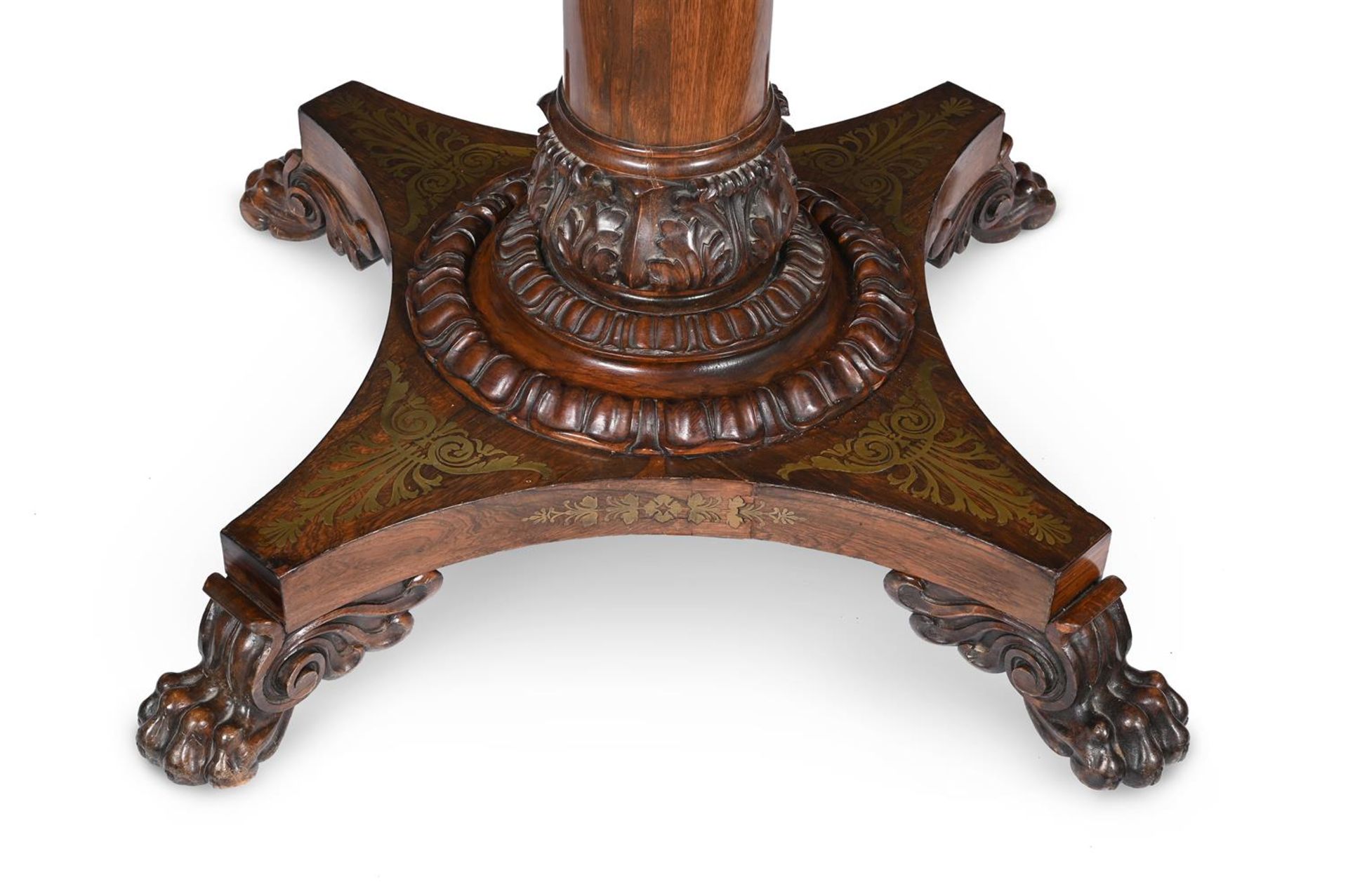 Y A GEORGE IV ROSEWOOD AND BRASS MARQUETRY DRUM LIBRARY TABLE, CIRCA 1825 - Image 3 of 3