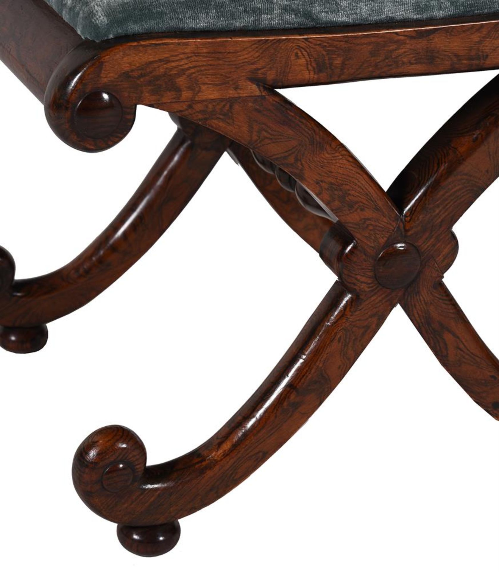 A PAIR OF REGENCY SIMULATED ROSEWOOD BEECH X FRAME STOOLS, ATTRIBUTED TO GILLOWS, EARLY 19TH CENTURY - Image 2 of 3