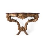 A CARVED GILTWOOD AND GESSO CONSOLE TABLE, STAMPED H. NELSON, PROBABLY 19TH CENTURY