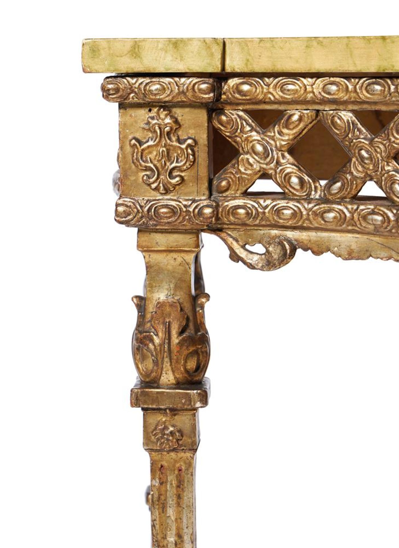 A CARVED GILTWOOD CONSOLE TABLE IN LOUIS XVI STYLE - Image 4 of 4