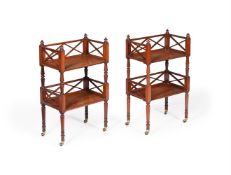 A MATCHED PAIR OF REGENCY MAHOGANY TWO TIER ETAGERES, CIRCA 1810