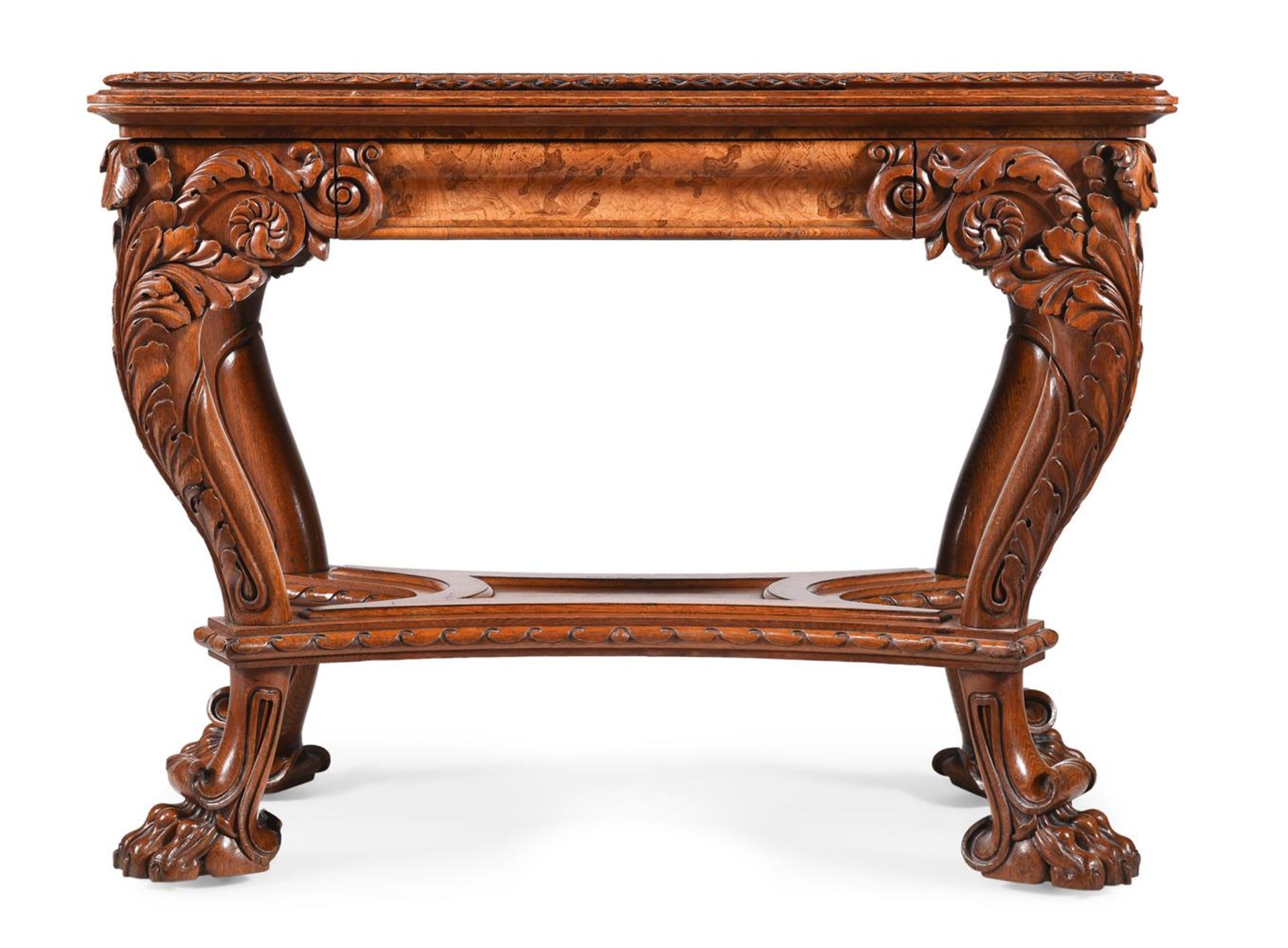 Y A GEORGE IV BURR OAK, ASH AND WALNUT CENTRE CARD TABLE, ATTRIBUTED TO GILLOWS, CIRCA 1830 - Image 2 of 15