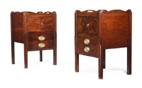 A MATCHED PAIR OF GEORGE III MAHOGANY TRAY TOP NIGHT COMMODES, ONE CIRCA 1780