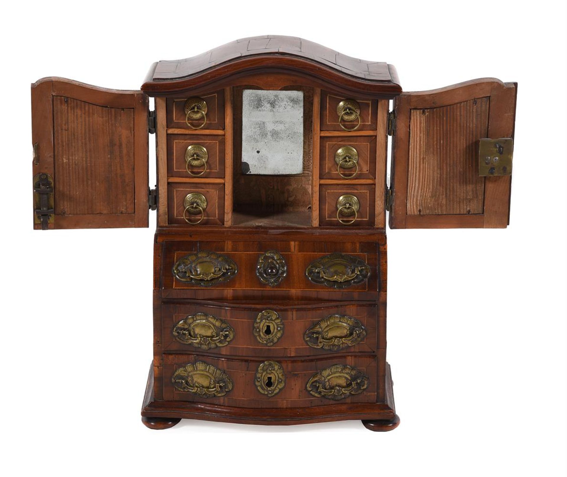 A CONTINENTAL WALNUT AND LINE INLAID MINIATURE OR APPRENTICE BUREAU CABINET, MID 18TH CENTURY - Image 2 of 3