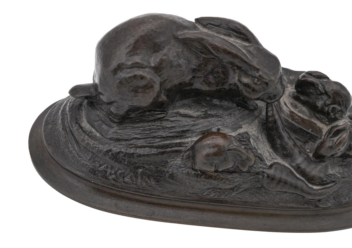 AUGUSTE CAIN (FRENCH, 1821-1894), A BRONZE MODEL OF RABBIT WITH YOUNG - Image 3 of 5