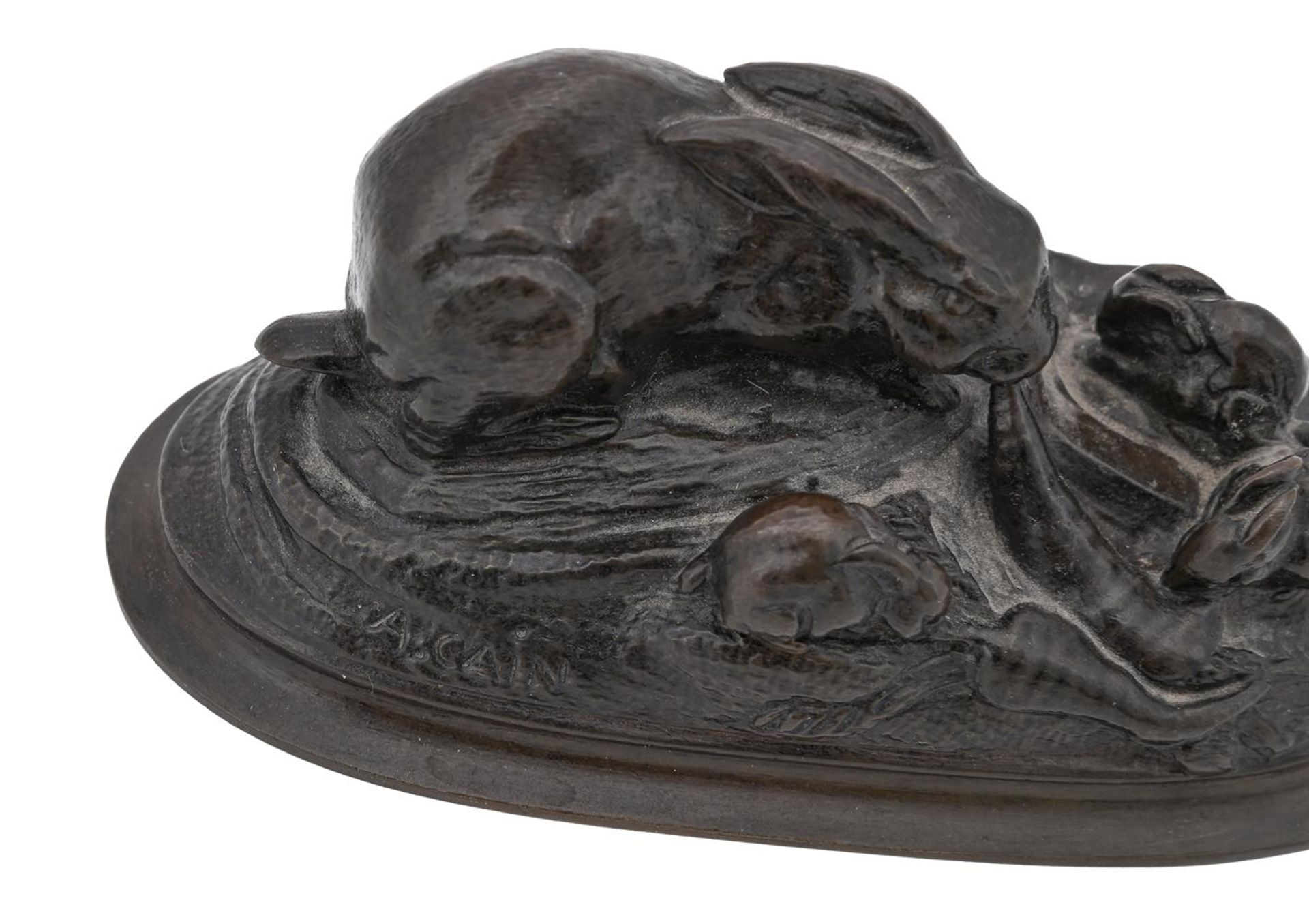 AUGUSTE CAIN (FRENCH, 1821-1894), A BRONZE MODEL OF RABBIT WITH YOUNG - Bild 3 aus 5