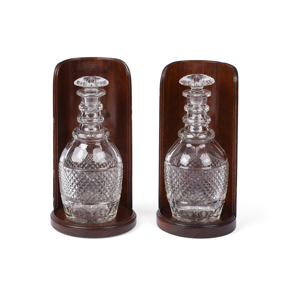 A NEAR PAIR OF REGENCY MAHOGANY BOTTLE STANDS OR WINE SHIELDS CIRCA 1820 Of concave form - Image 3 of 3