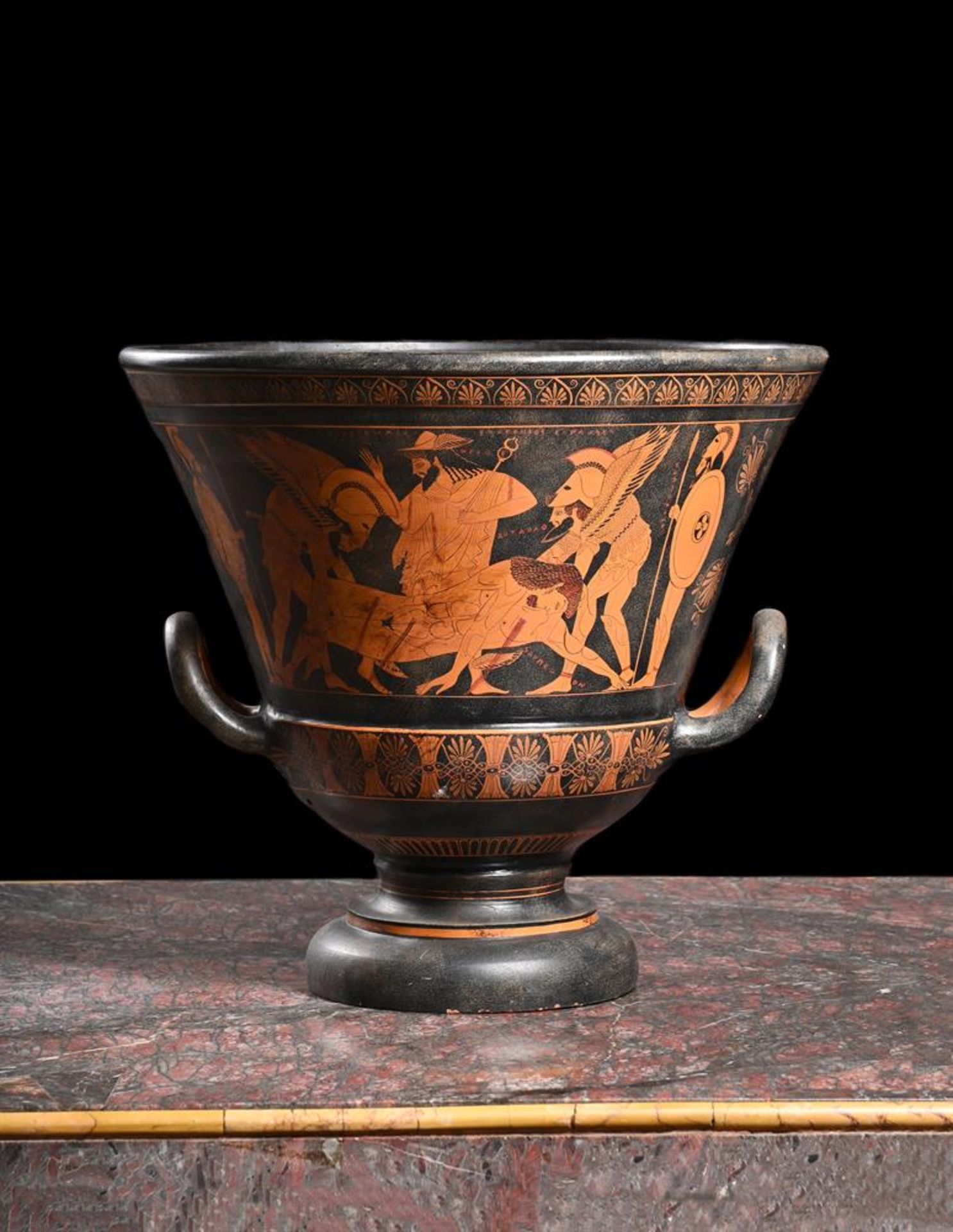 A LARGE RED FIGURE CALYX KRATER IN THE MANNER OF THE EUPHRONIOS KRATER, 19TH CENTURY - Image 2 of 2