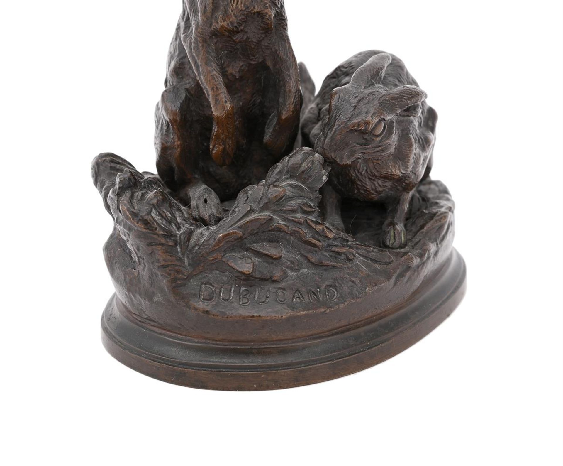 ALFRED DUBUCAND (FRENCH, 1828-1894), A BRONZE MODEL OF TWO HARES - Bild 4 aus 5