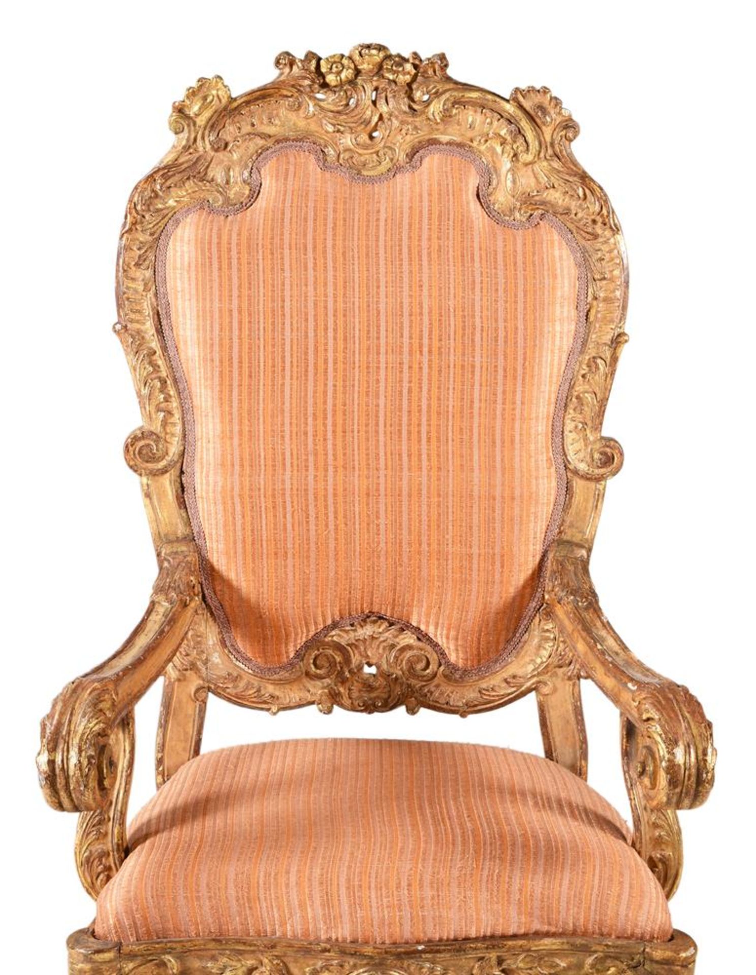 A PAIR OF ITALIAN GILTWOOD 'THRONE' ARMCHAIRS, IN ROCOCO TASTE, PROBABLY VENETIAN, 19TH CENTURY - Bild 2 aus 4