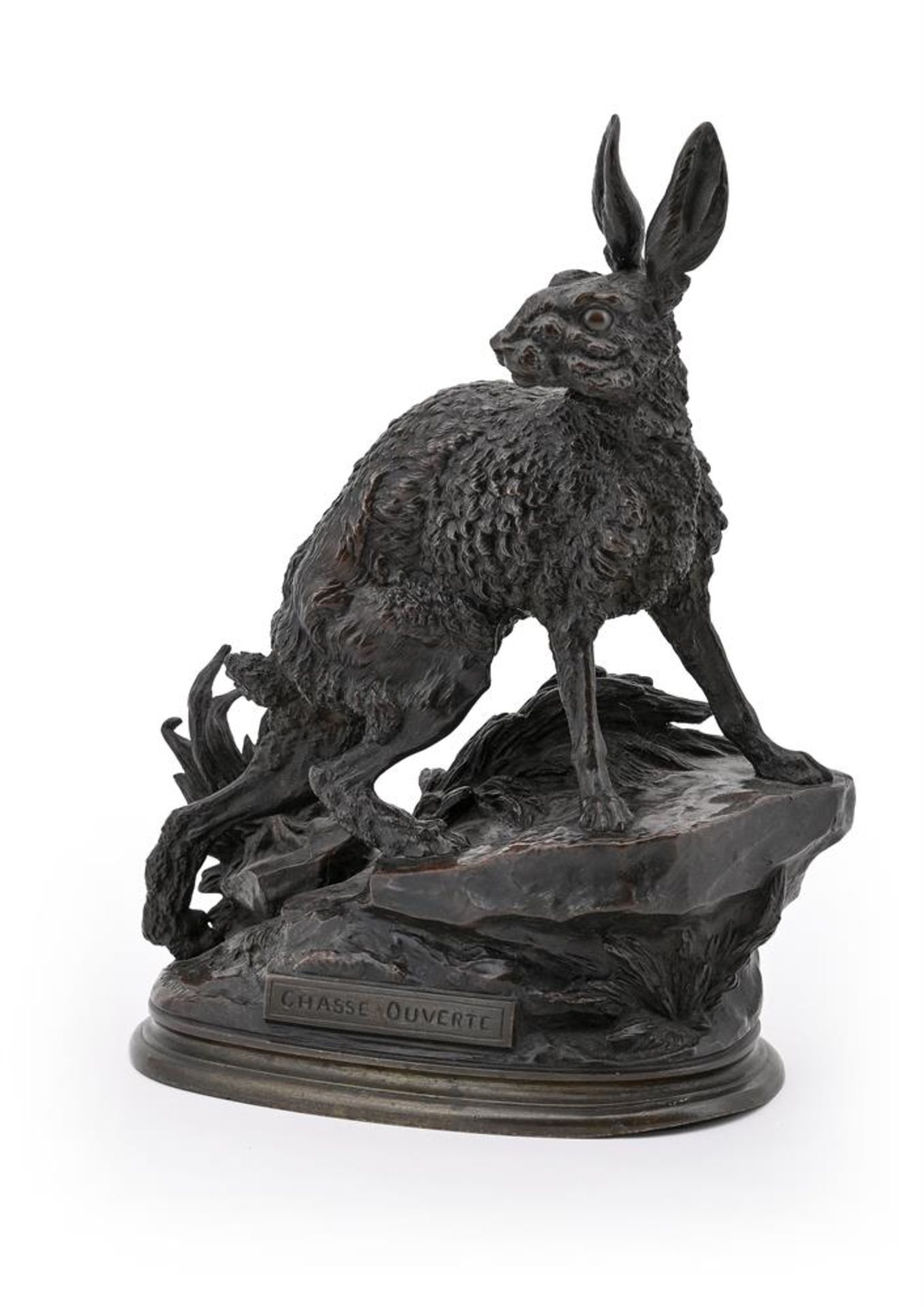 JULES MOIGNIEZ (FRENCH, 1835-1894), A RARE PAIR OF BRONZE MODELS OF HARES - Image 6 of 9