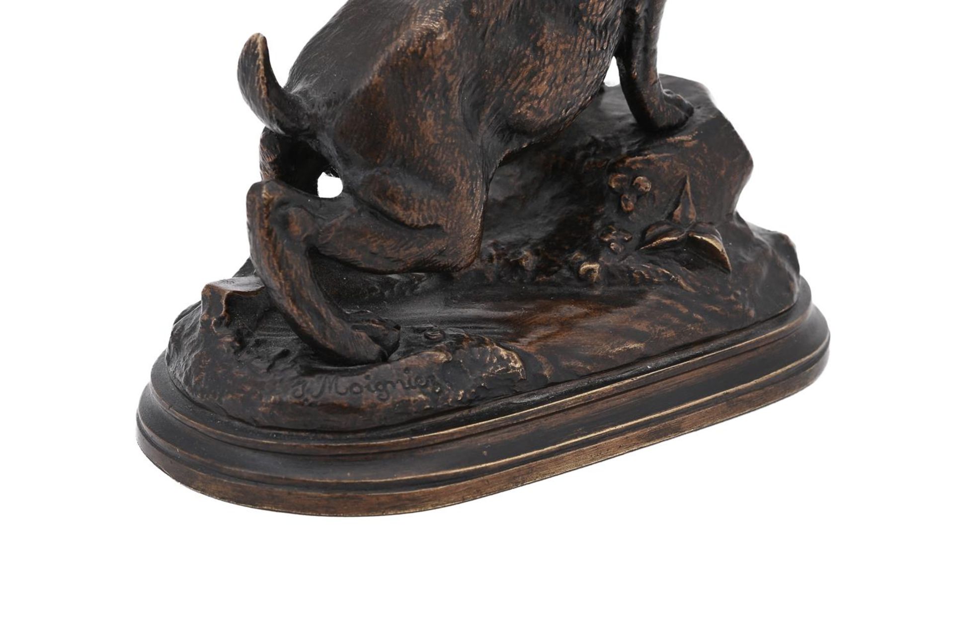 JULES MOIGNIEZ (FRENCH, 1835-1894), A BRONZE MODEL OF AN ALERT HARE - Image 4 of 5