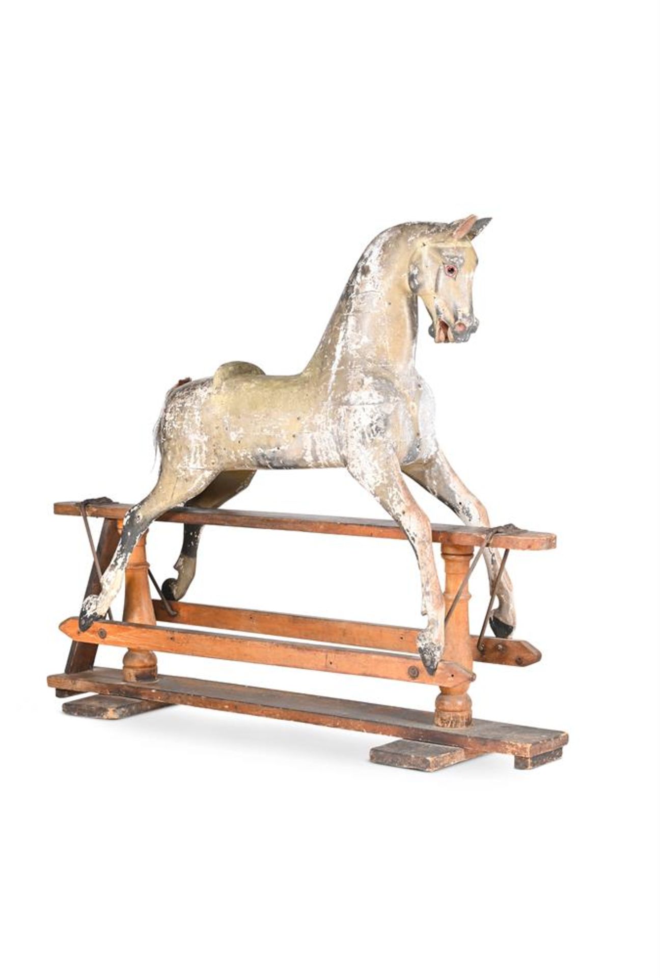 A LARGE VICTORIAN PAINTED ROCKING HORSE, SECOND HALF 19TH CENTURY