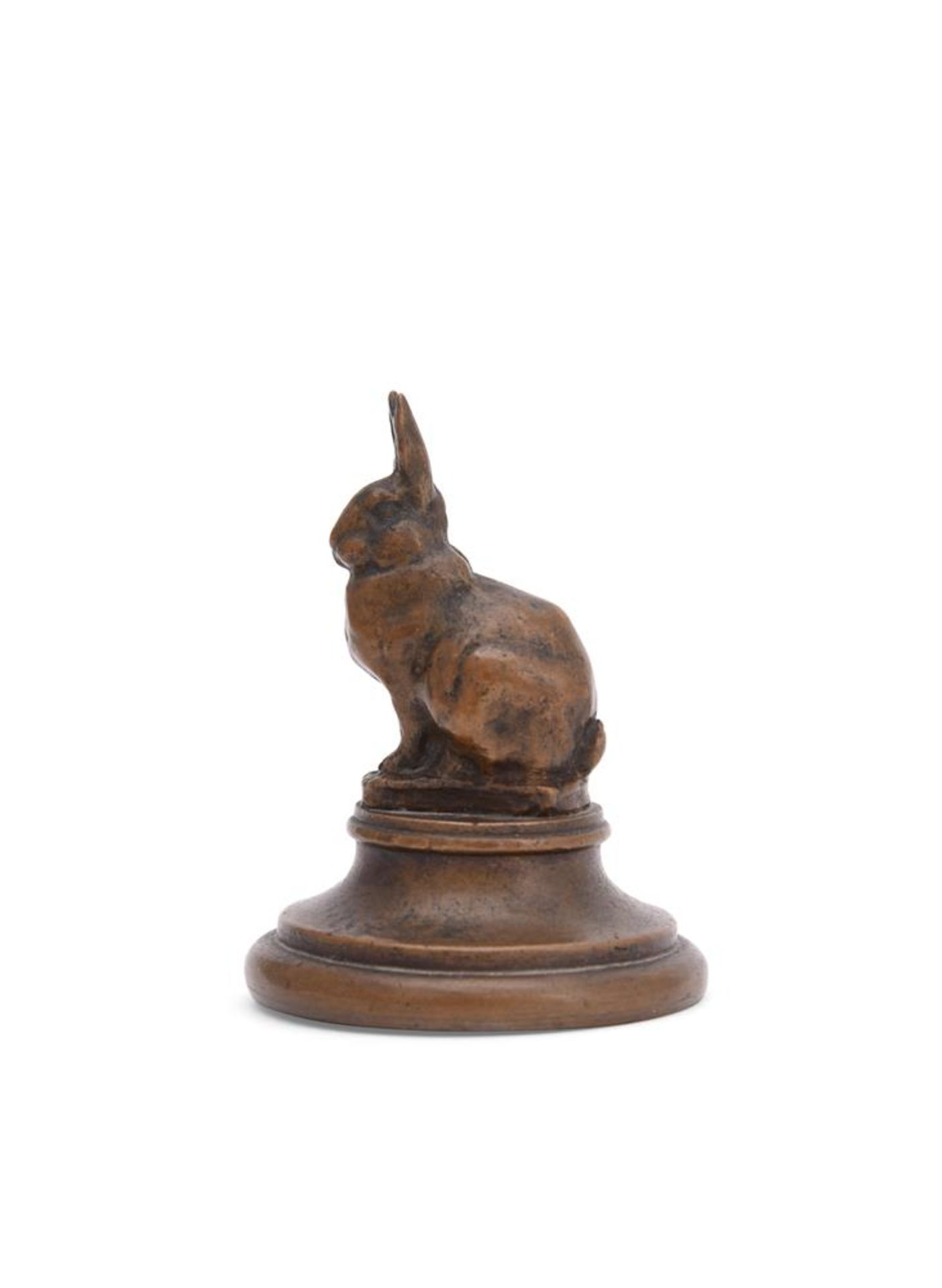 EDWARD CLARK POTTER (AMERICAN, FL. 1930s), A BRONZE MODEL OF A SEATED RABBIT