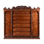 A GEORGE IV MAHOGANY COMPACTUM WARDROBE, CIRCA 1830