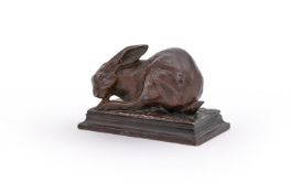 CHARLES GREMION (FRENCH, 19TH/20TH CENTURY), A BRONZE MODEL OF A HARE GROOMING