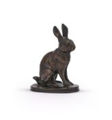 JOSEPH VICTOR CHEMIN (FRENCH, 1825-1901), A BRONZE GROUP OF A SEATED RABBIT