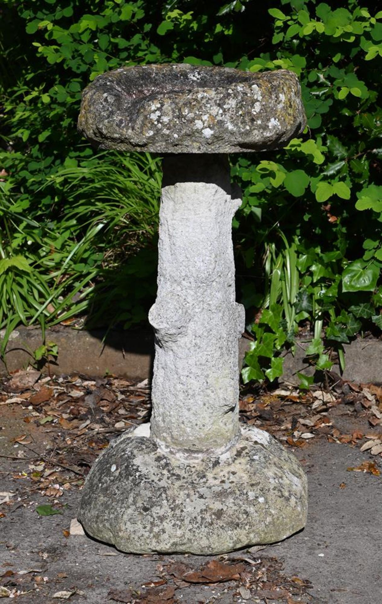 A CARVED PURBECK STONE BIRD BATH, EARLY 20TH CENTURY - Image 2 of 2