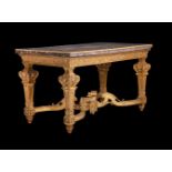 A CARVED AND GILT GESSO CENTRE TABLE IN LOUIS XIV STYLE, 19TH CENTURY