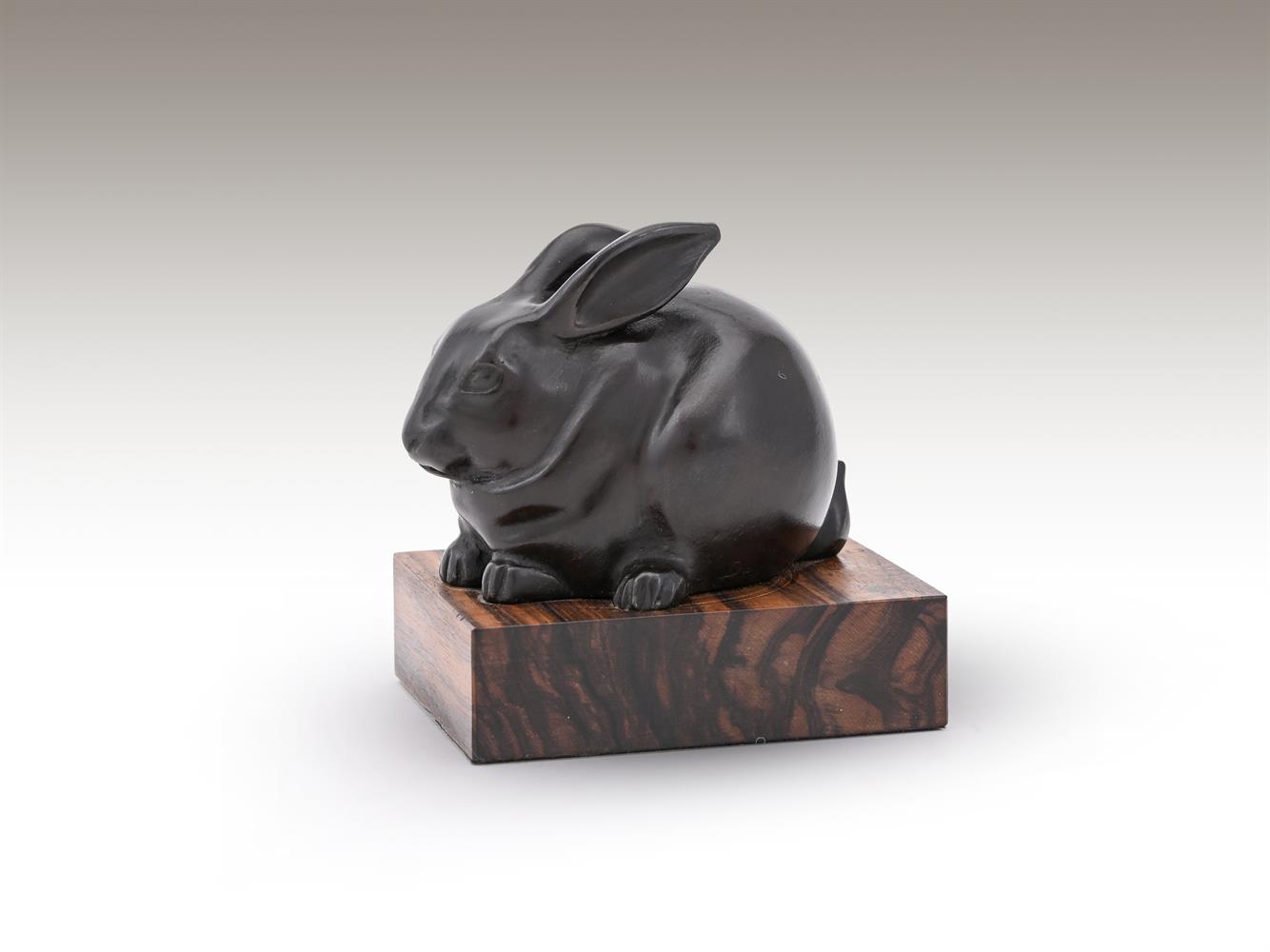 λ JEAN CLAUDE DESPOULAIN (FRENCH, 1945-), A BRONZE MODEL OF A SEATED RABBIT - Image 4 of 4