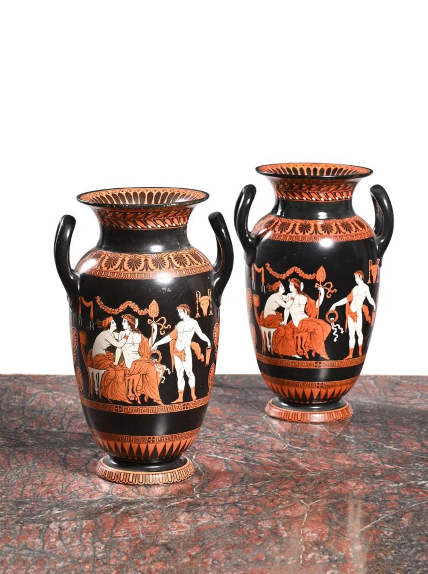 SAMUEL ALCOCK & CO, A PAIR OF ETRUSCAN STYLE VASES, CIRCA 1850-1880 - Image 4 of 4