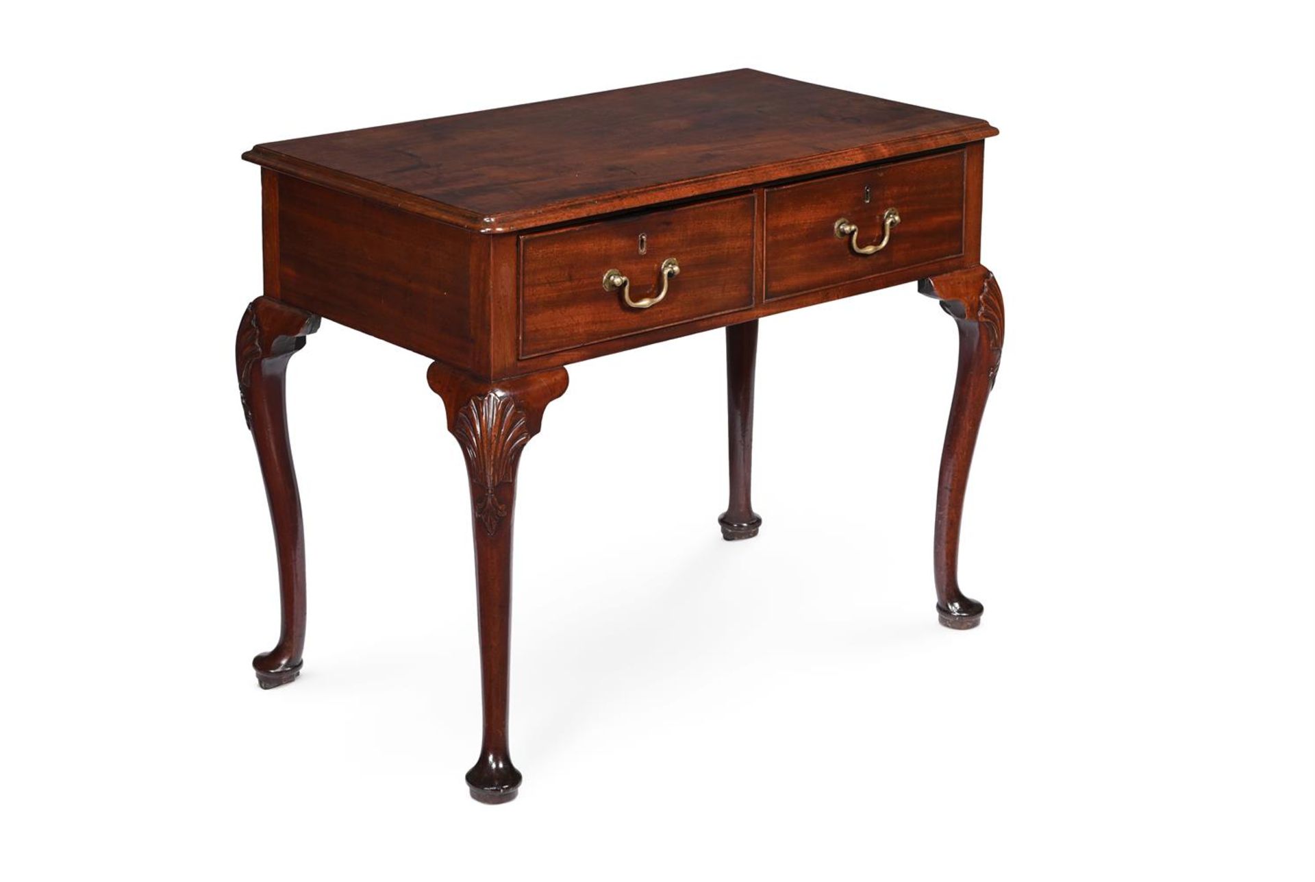 A GEORGE II IRISH 'FIDDLEBACK' MAHOGANY SIDE OR DRESSING TABLE, CIRCA 1755