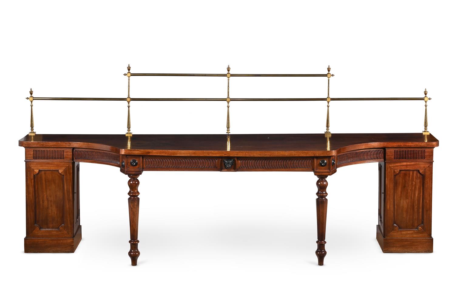 A GEORGE IV MAHOGANY PEDESTAL SIDEBOARD, IN THE MANNER OF MACK, WILLIAMS & GIBTON, CIRCA 1830