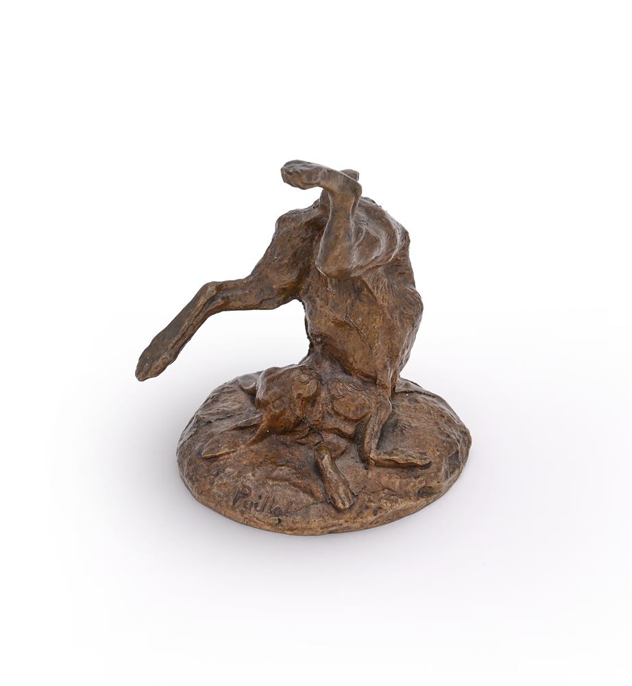 CHARLES PAILLET (FRENCH, 1871-1937), A BRONZE GROUP OF A SUMMERSAULTING HARE - Image 2 of 5