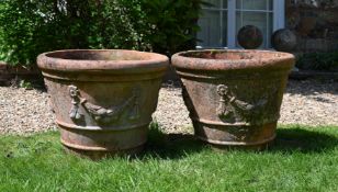 A PAIR OF LARGE TERRACOTTA PLANTERS, 20TH CENTURY