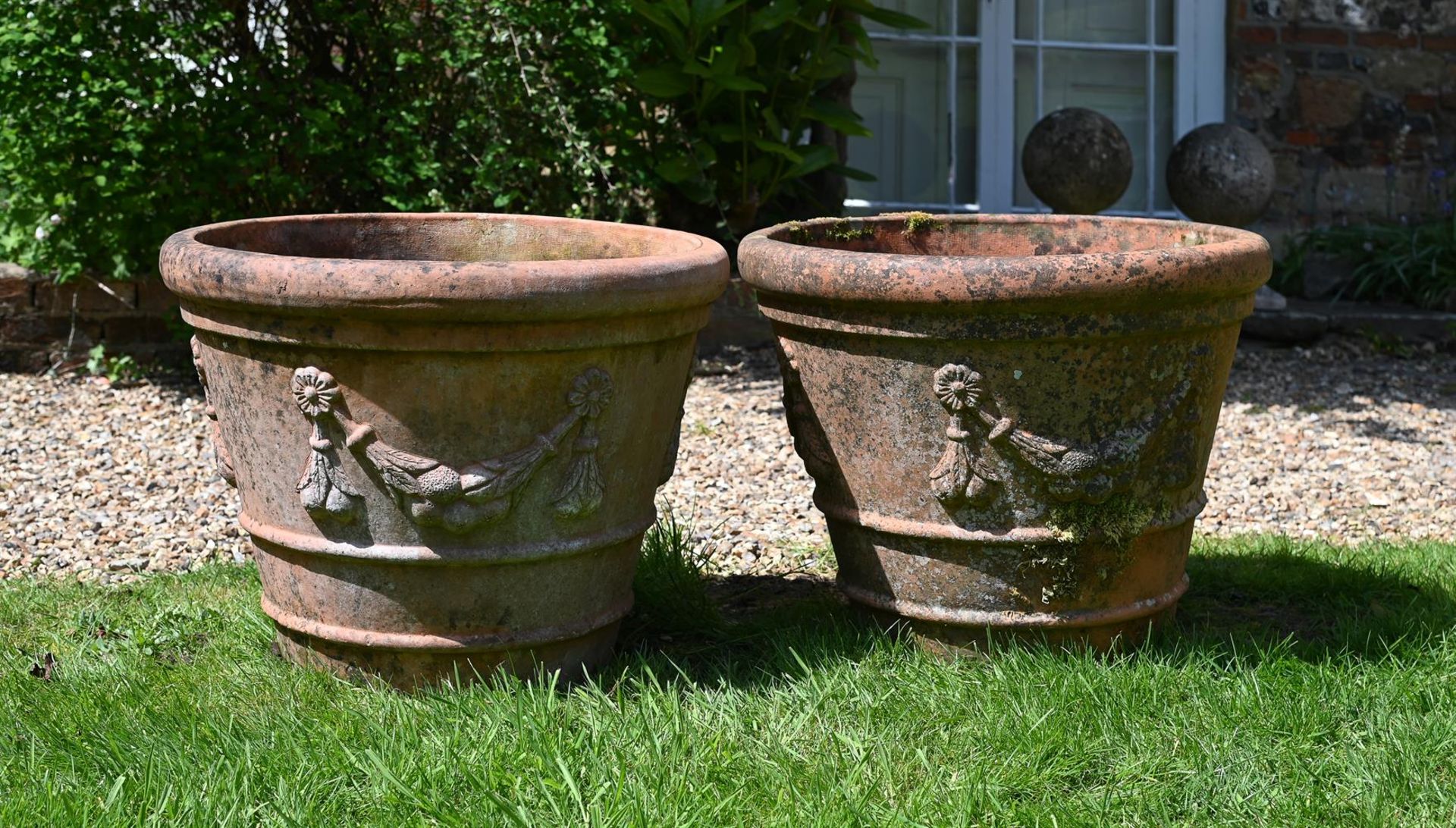 A PAIR OF LARGE TERRACOTTA PLANTERS, 20TH CENTURY