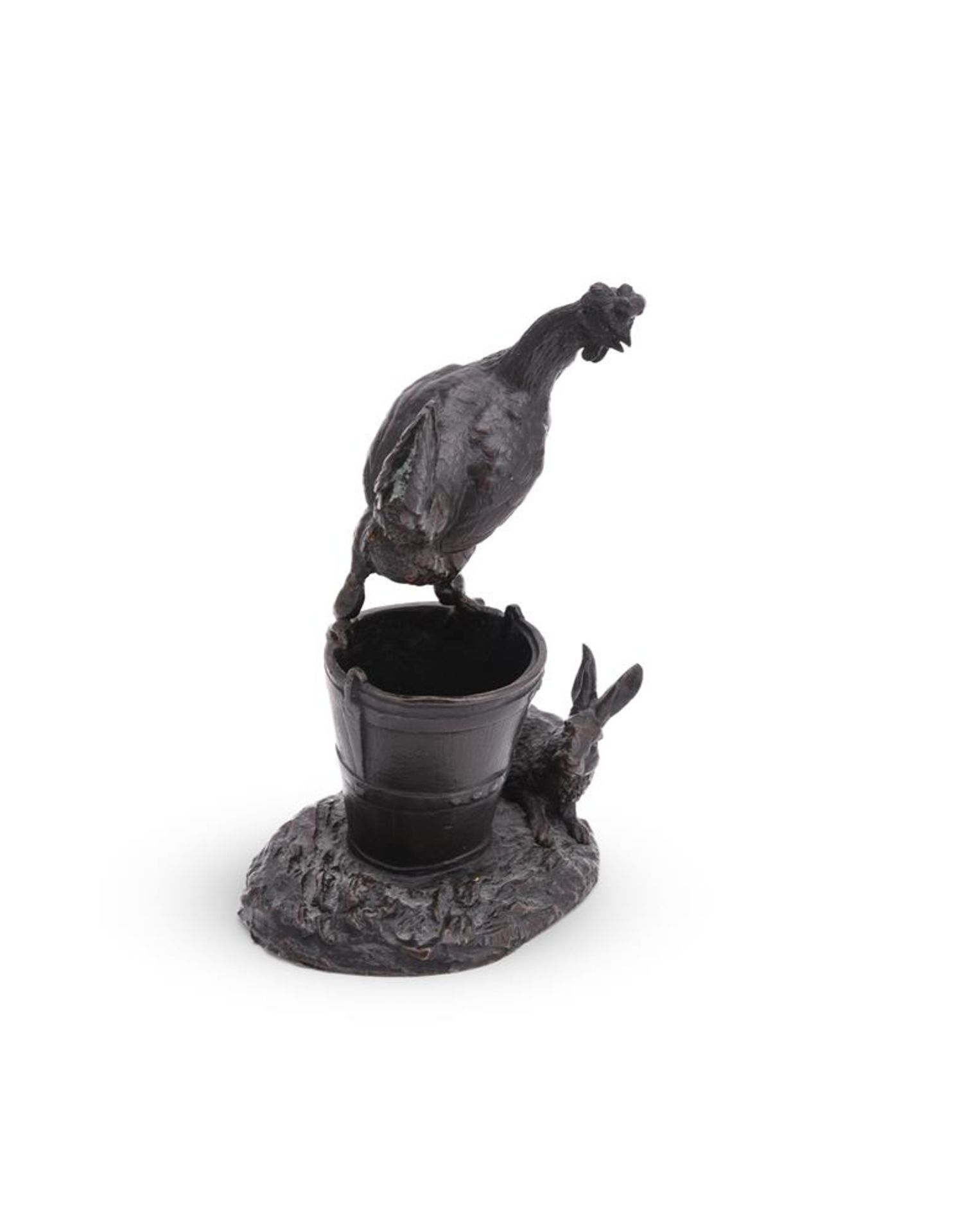 JULES MOIGNIEZ (FRENCH, 1835-1894), A BRONZE MODEL GROUP OF THE RABBIT AND THE COCKEREL - Image 2 of 4