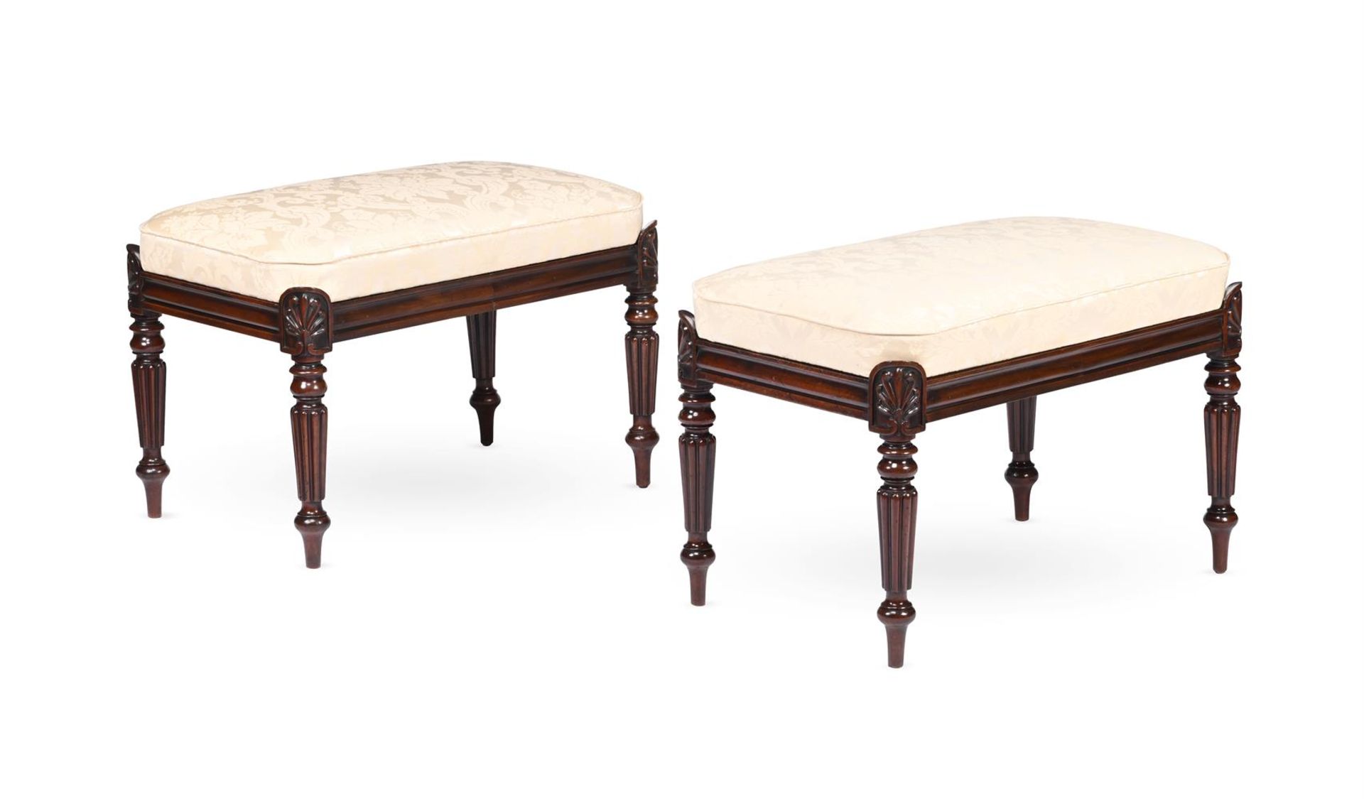 A PAIR OF MAHOGANY STOOLS, CONSTRUCTED FROM 19TH CENTURY AND LATER ELEMENTS - Image 2 of 2
