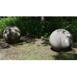 ANOTHER LARGE PAIR OF STONE COMPOSITION BALLS, 20TH CENTURY