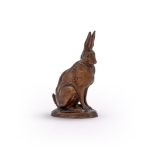 ANTOINE-LOUIS BARYE (FRENCH, 1795-1875), A BRONZE MODEL OF A SEATED HARE