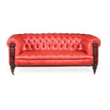 A VICTORIAN MAHOGANY AND UPHOLSTERED 'CHESTERFIELD' SOFA, LAST QUARTER 19TH CENTURY